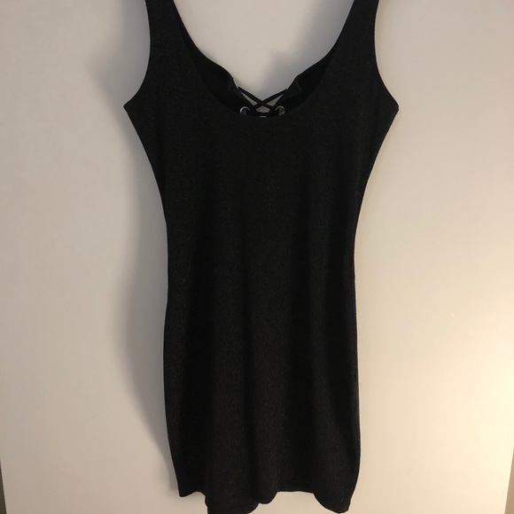 Zara Black shimmery lace up mini dress - Picture 9 of 11